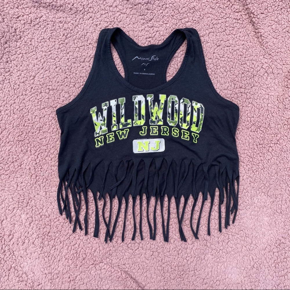 Black Cropped Camo Tank Top NJ Wildwood